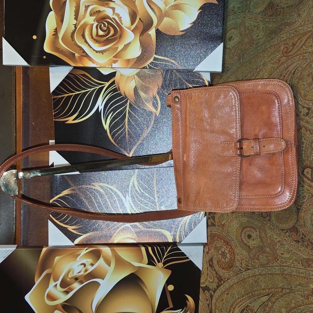 Fossil Brown Leather Crossbody Bag GUC